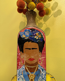 Frida Kahlo Wooden Vase 