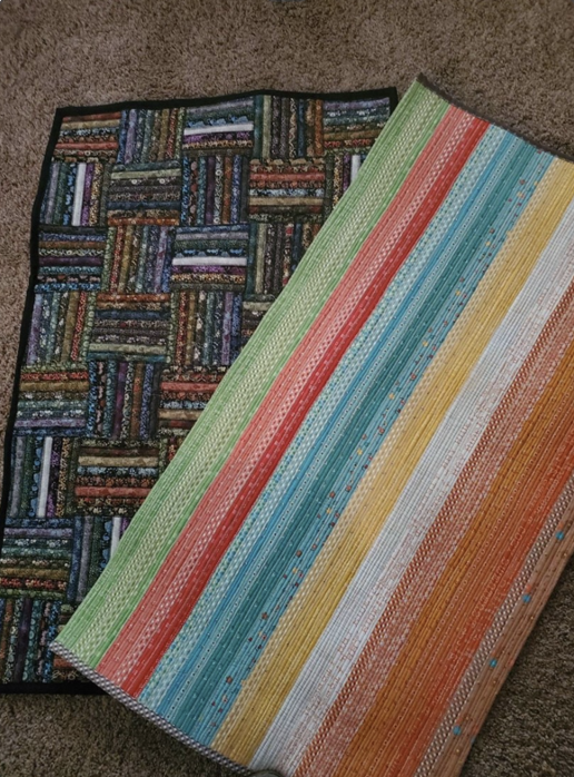 Photo of two different types of jelly roll rugs