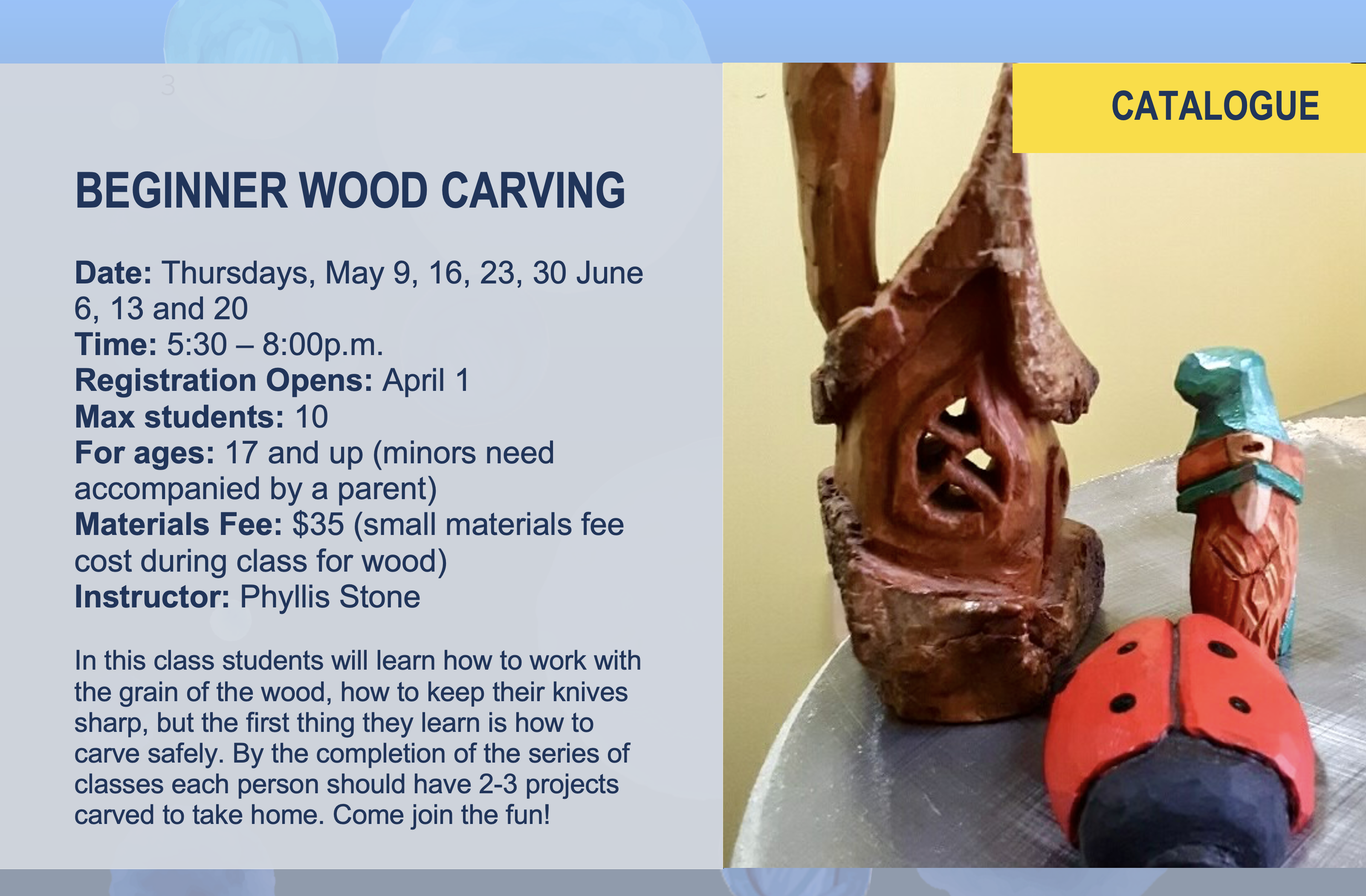 Beginner Wood Carving Flier