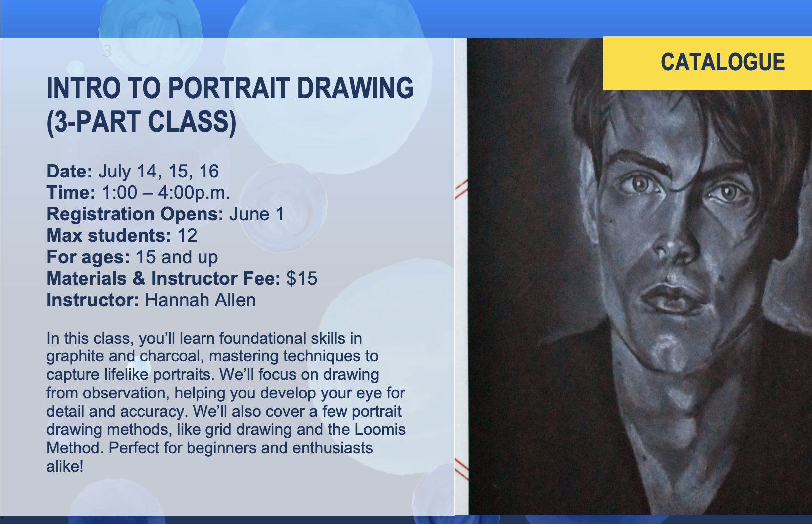 Intro to Portrait Drawing Flier
