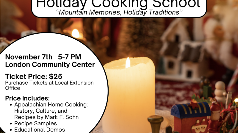 Holiday Cooking School Flyer, includes candle and toy train